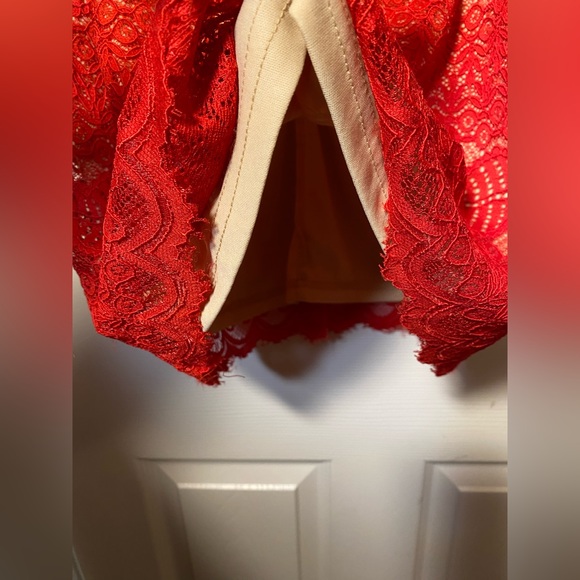Red Dress Francesca's Collections Red & Cream Lace Dress SIZE S - Picture 3 of 7